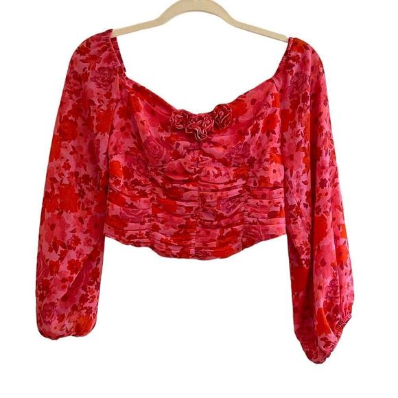 Free People Oh La La Pink Roses Bodice Cropped Top Size Small NEW - Picture 4 of 9